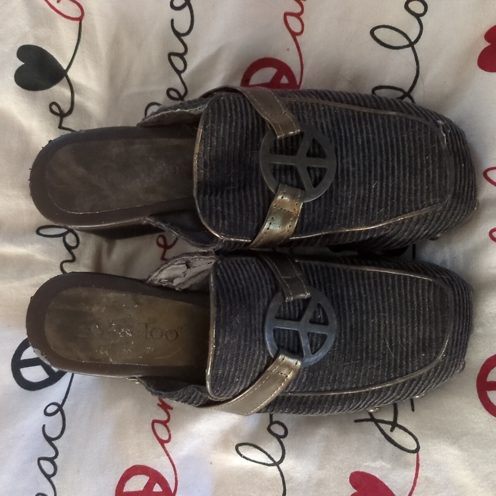 Vintage Two Lips Clogs Graphic Platform Peace Boho